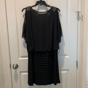 Short Black Dress with tiered skirt